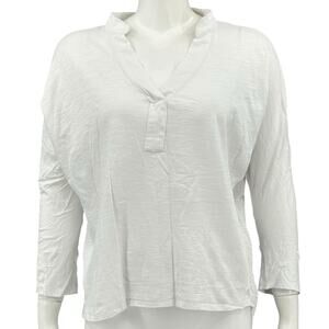 Sundance Top Womens Medium White Gauzy Hi Lo Oversized‎ Boxy Beachy Lagenlook